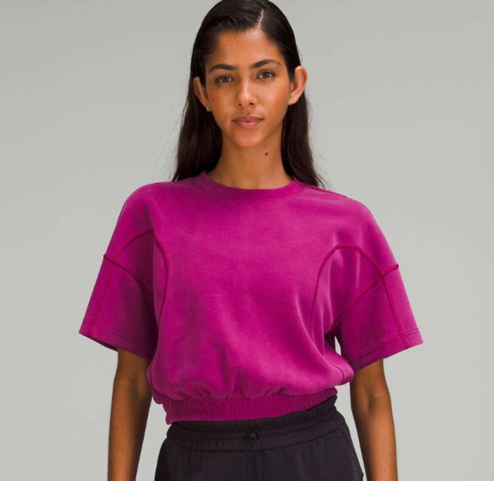 Lululemon Softstreme Gathered T-Shirt Sweater Magenta Purple Women's Size 12